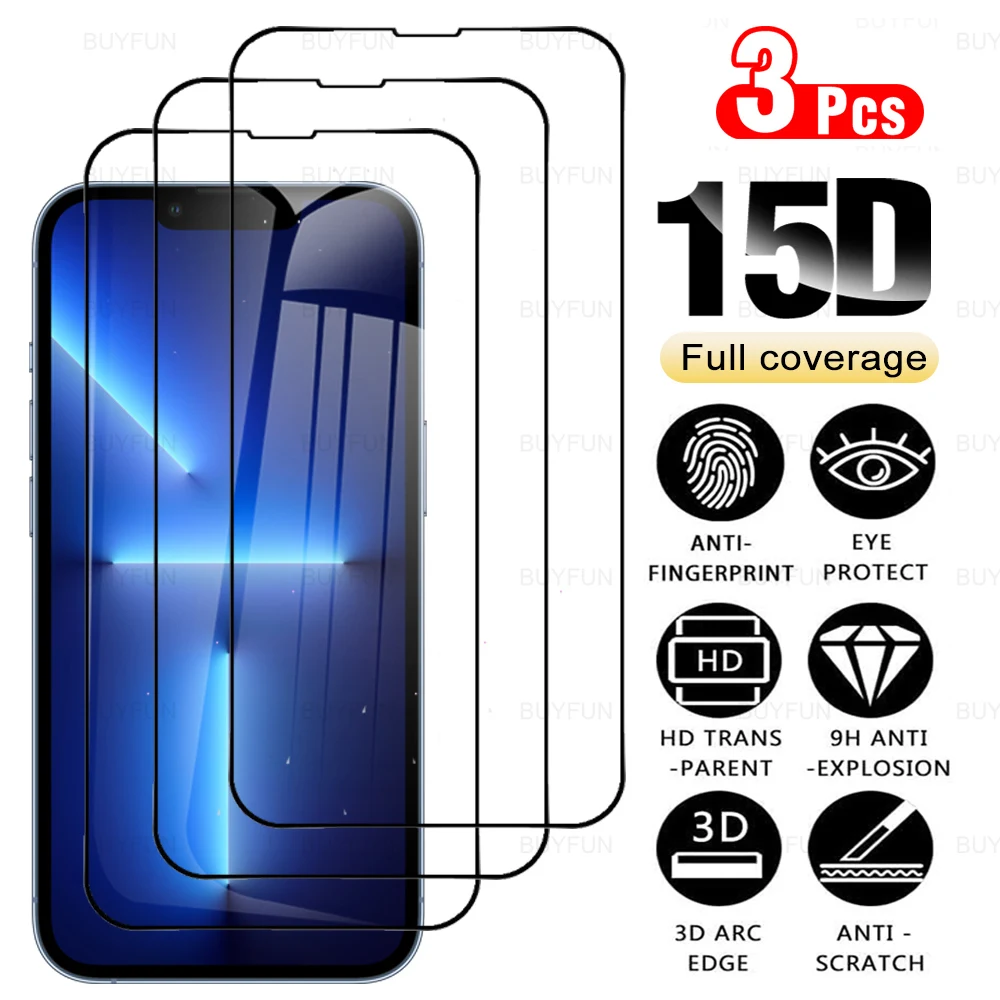 3PCS Full Cover Tempered Glass For iPhone 13 Pro Max Protection Glass For iPhone13 Pro Max Aifon 13Pro 13 Mini Screen Film Cover