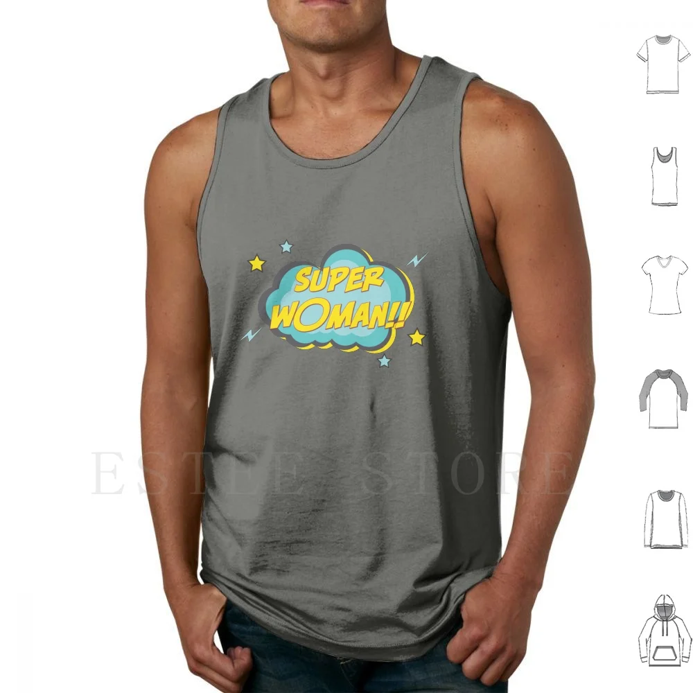 Super Woman-Super Woman Tank Tops Vest Sleeveless Popart Pop Modern Abstract Expressionism Comic Realistic