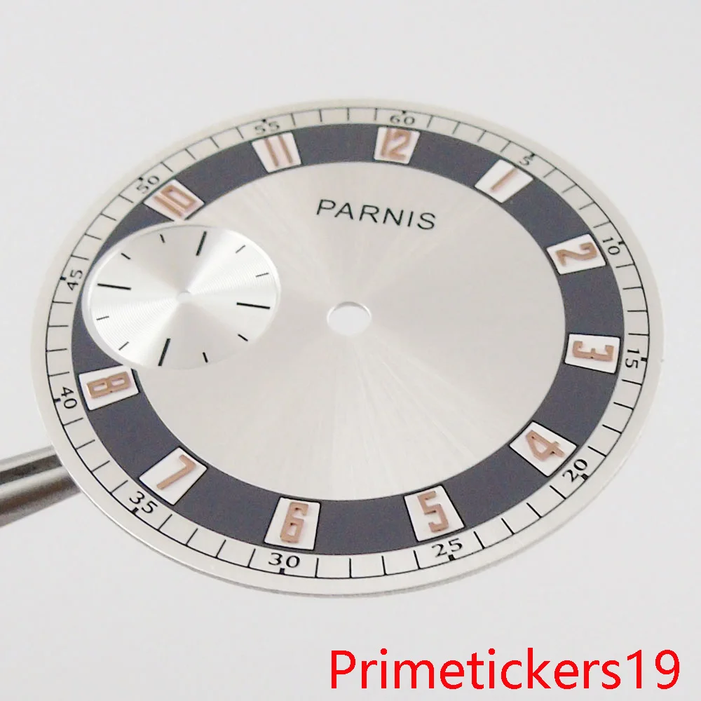 Imagem -05 - Parnis Mostrador de Relógio Prata 38.3 mm para Relógio Eta Eta 6497 St3600 Peças da Peça de Relógio com Corda Manual