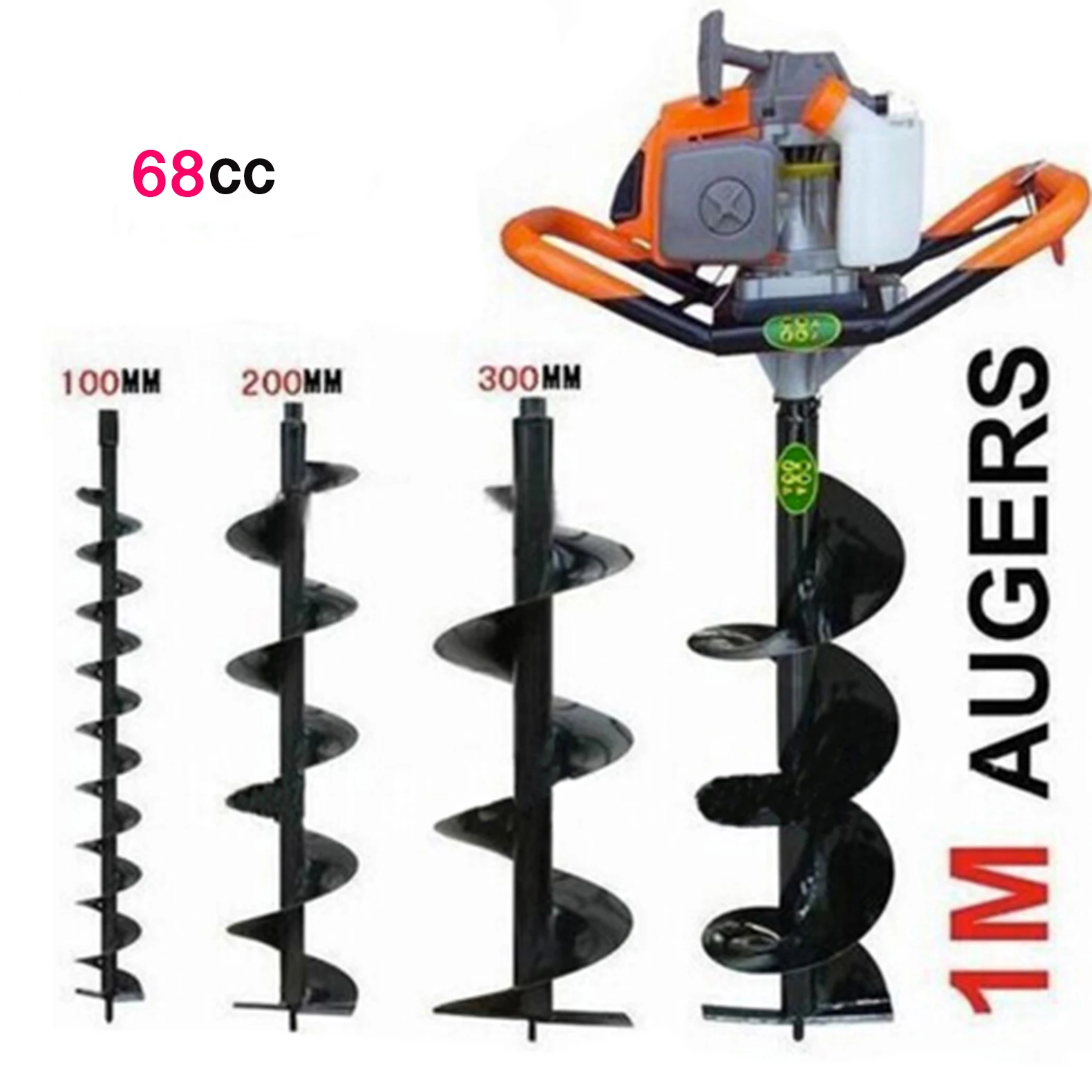 Professional power 68cc 2.5kw gas power post hole digger ground drilling machine earth auger ice auger digging