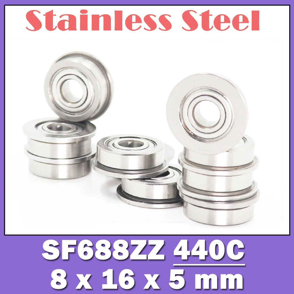 

SF688ZZ Flange Bearing 8*16*5 mm ( 10 PCS ) Double Shielded Stainless Steel Flanged SF688 Z ZZ Ball Bearings SF688-2Z SF688Z