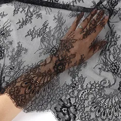 French wide lace fabric wedding veil skirt dress fabric material black and white soft thin style fashionable and comfortable