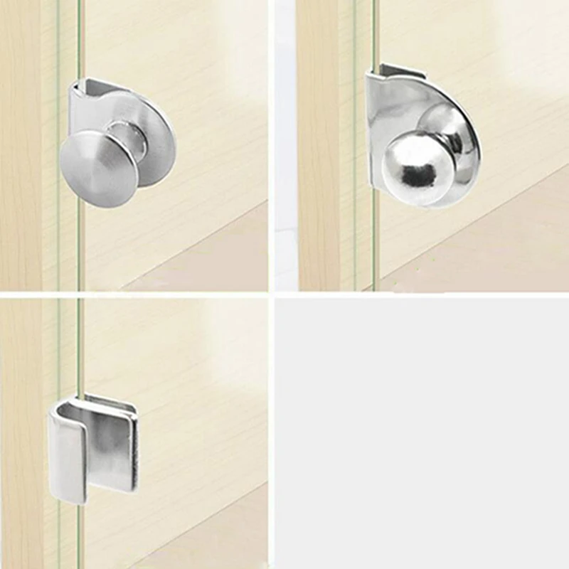 New Glass Door Showcase Cabinet Drawer Pull Knob No Drilling Steel Glass Door Handle/clamp/clips For Office Furniture Hardware