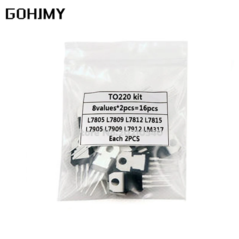 8value*2PCS=16PCS 7805 7809 7812 7815 7905 7909 LM317 L7912 LM317T TO-220 Transistor Assortment Kit Voltage Regulator