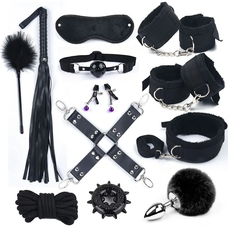 40CM Fox Tail Anal Plug Bondage Set Sex Toys For Women Whip Handcuffs For Sex Bdsm Exotic Adult Games