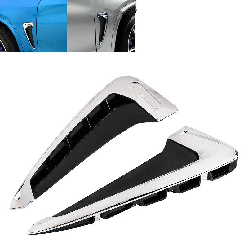 Zwart/Chrome Car Side Body Marker Fender Air Wing Vent Trim Fit Voor 2014-2016 Bmw X5 F15 2 Stks/set