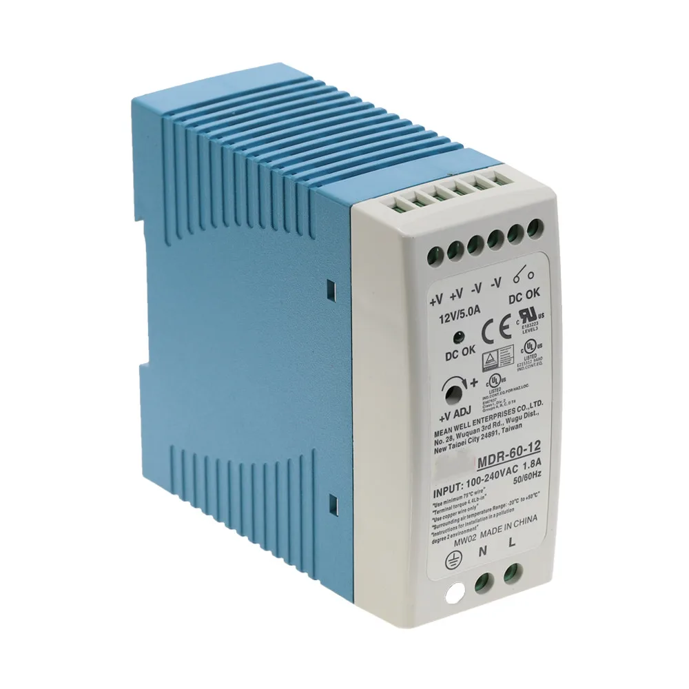 MDR-60 AC to DC 60Watt Single Output 5V 12V 24V 36V 48V Din Rail Switching Power Supply