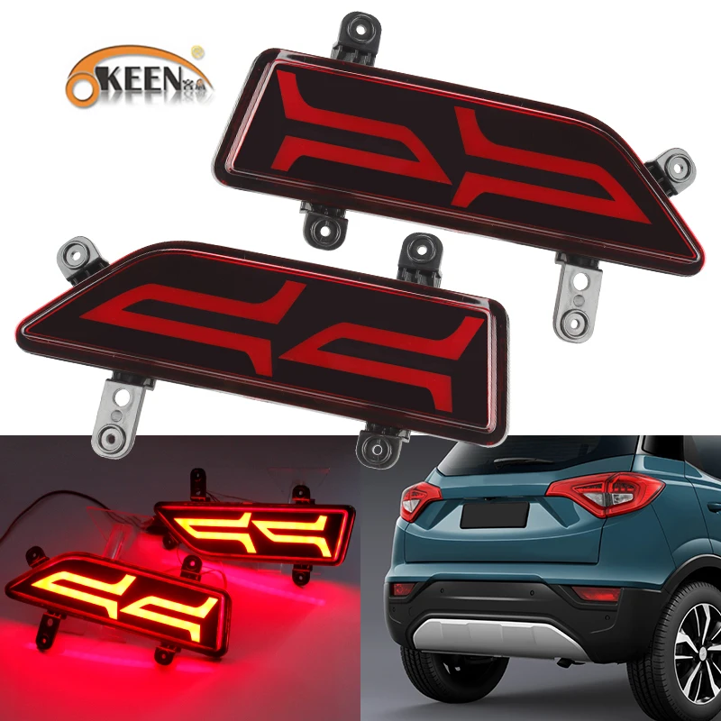 

OKEEN 2pcs 12V Car LED Rear Bumper Reflector Light for Mahindra XUV300 2018 2019 Driving Light Braking Light Red LED Fog Lamp