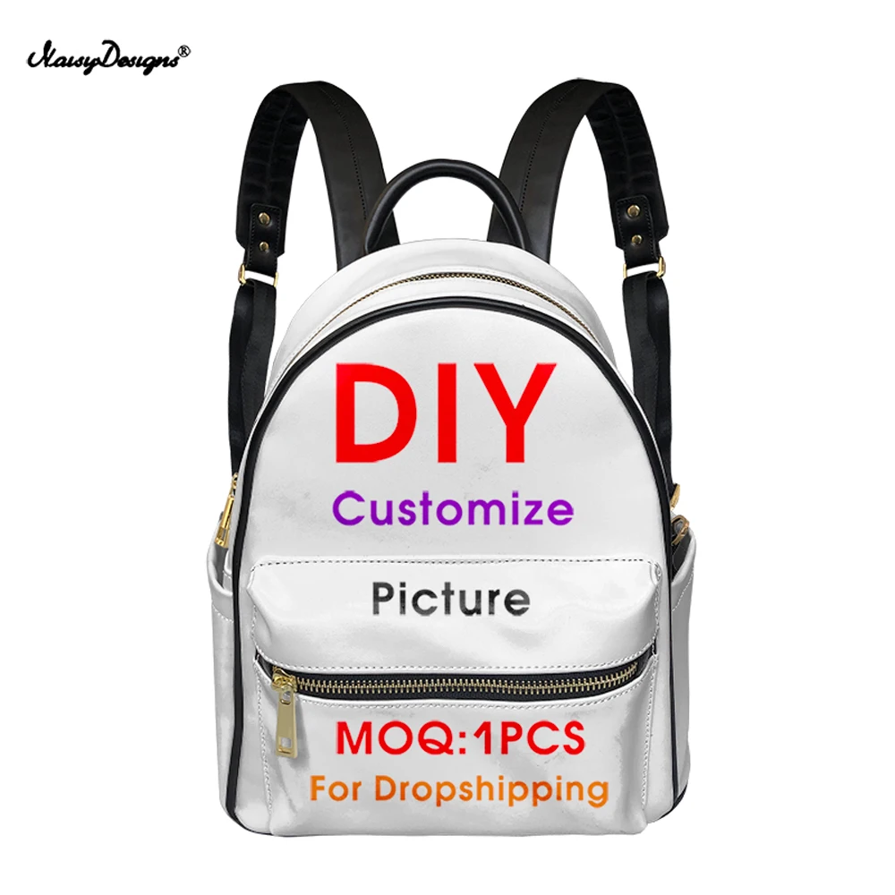 Custom Logo Image Print Mini Leather Backpack Women Girls Bagpack for Teenager Students DIY Shoulder Bag Female mochilas mujer