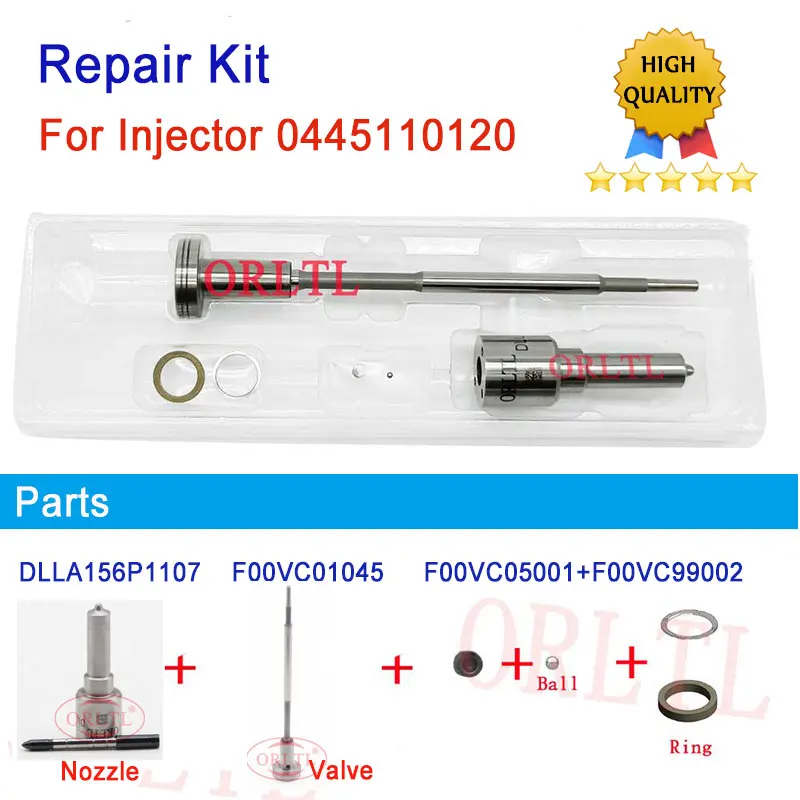 

ORLTL Injector Repair Kits Nozzle DLLA156P1107 (0433171712) Fuel Injector Overhaul Kits F00VC01045 For 0445110120 0445110121