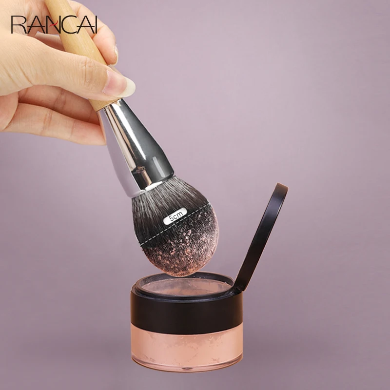 RANCAI 1Pcs Makeup Brush Big Powder Blusher Contour Single Wood Handle Soft Bristles Makeup Brushes Set Cosmetic Beauty Tools