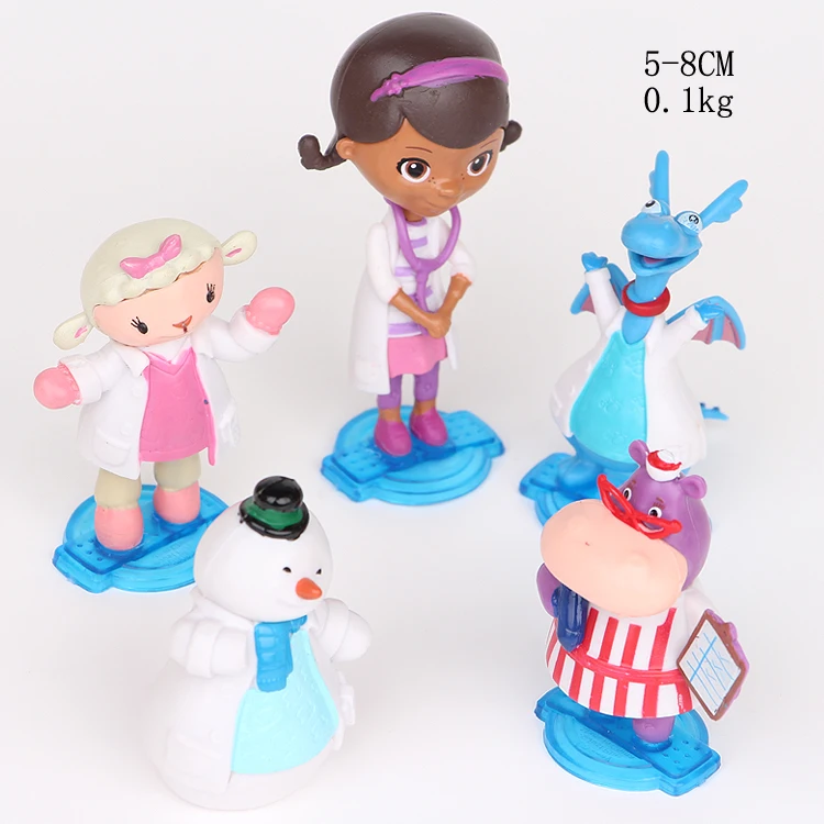 5pcs/lot Doctor McStuffins Toy Snowman Hallie Hippo Lambie Sheep Action Figure Dottie McStuffins Collector\'s Set Kids Toys Gifts