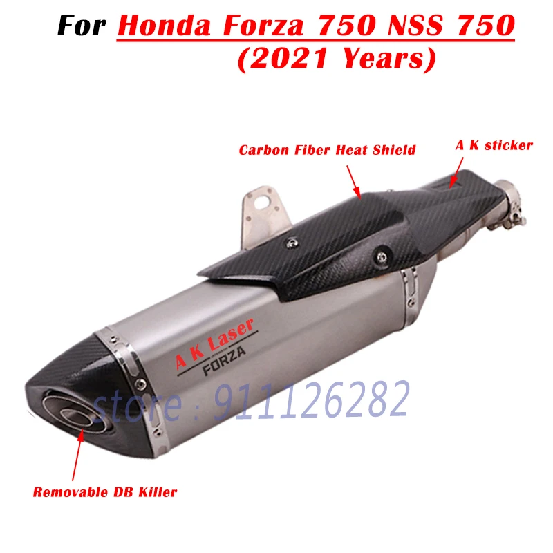 Motorcycle Exhaust Escape Modified With Carbon Fiber Heat Shield Muffler Slip On For Honda Forza750 Forza NSS 750 2021 2022 2023