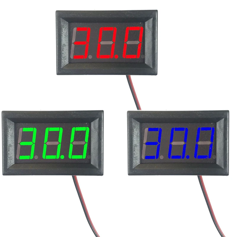 Digital Voltmeter DC 4.5V to 30V Digital Voltmeter Voltage Panel Meter Red/Blue/Green For 6V 12V Electromobile Motorcycle Car