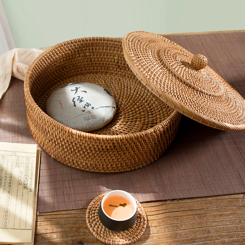 

Vietnam Autumn Rattan Woven Tea Box Pu'er Tea Cake Tea Tea in Bulk Storage Box Snack Storage Box Storage Box