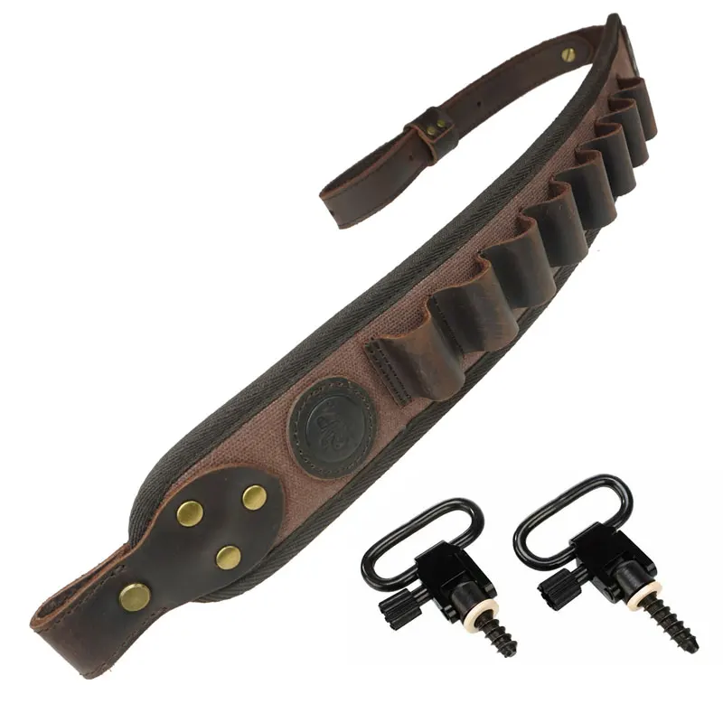 Leather Rifle Sling Shoulder Padding Tactical Strap And Shotgun Gun Buttstock Ammo Shell Holder For 5pcs 12 Gauge