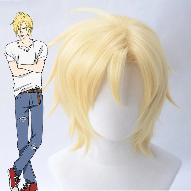 

New Anime Banana Fish Ash Lynx Wigs Aslan Jade Callenreese Golden Cosplay Wig Heat Resistant Cosplay Wig+ Wig Cap