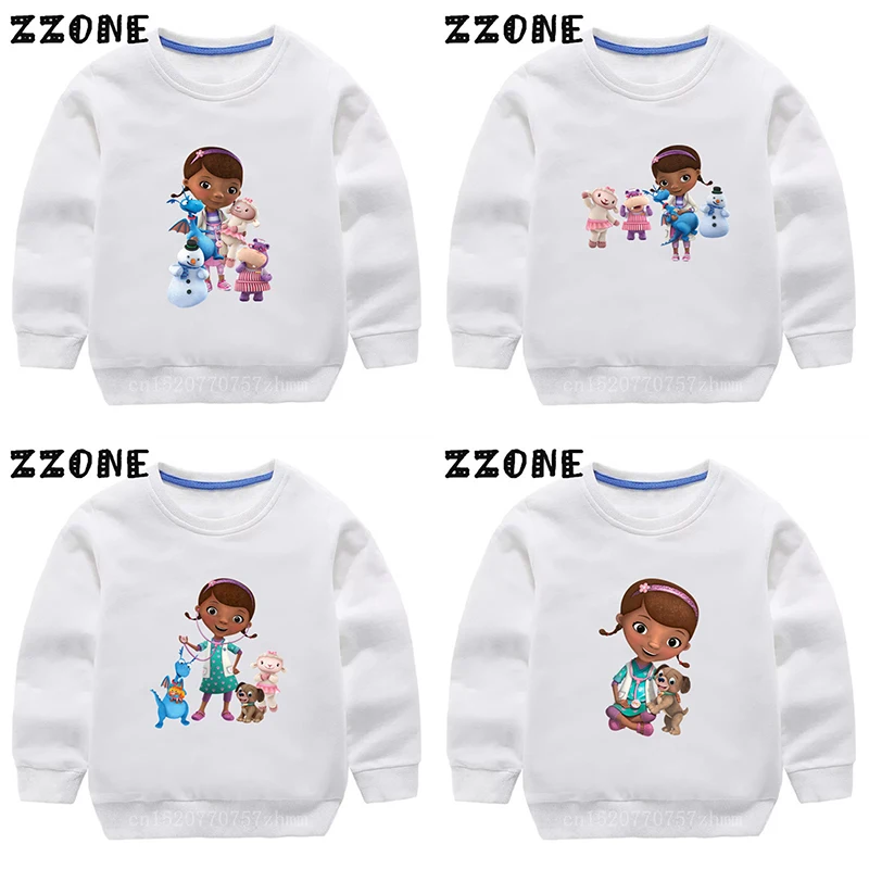 

Spring Autumn Baby Girls Sweatshirts Doc McStuffins Clinic Girl Cartoon Cute Kids Hoodies Children Pullover Tops Boys Clothes