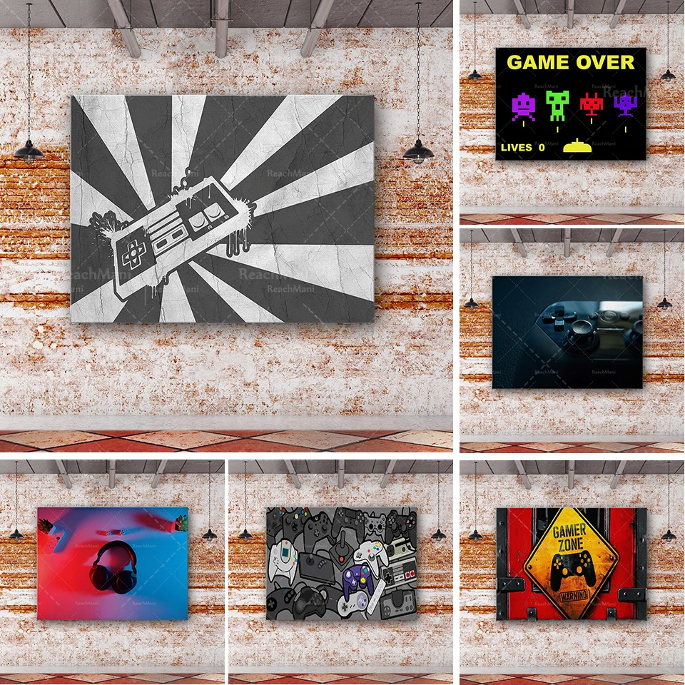 

Game room wall art canvas, game controller wall art poster/gift/printed picture wall art decoration poster