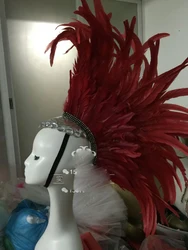 Female singer headdress stage show headwear Indian hat feather headdress hair accessory