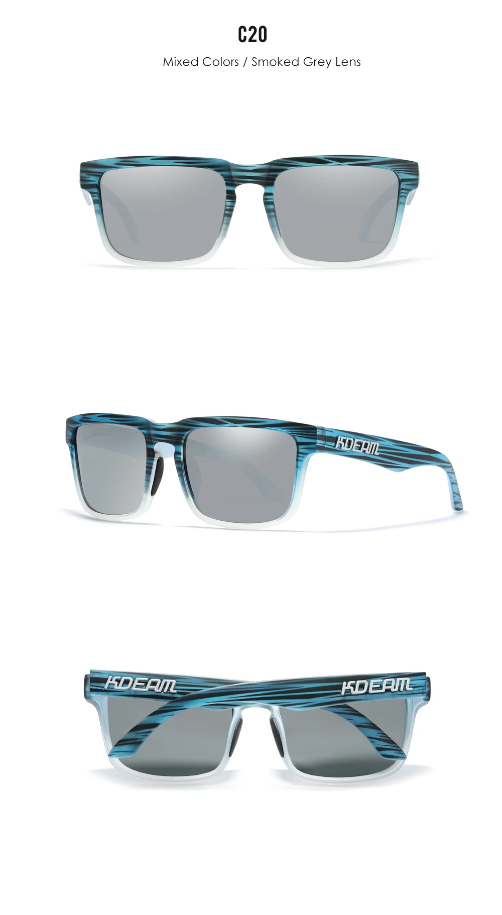 KDEAM Marke Neue 3D Logo Quadrat Polarisierte Sonnenbrille Vacationing Fahren Sonnenbrille Echt Beschichtung Linse KD332 – Detail 16