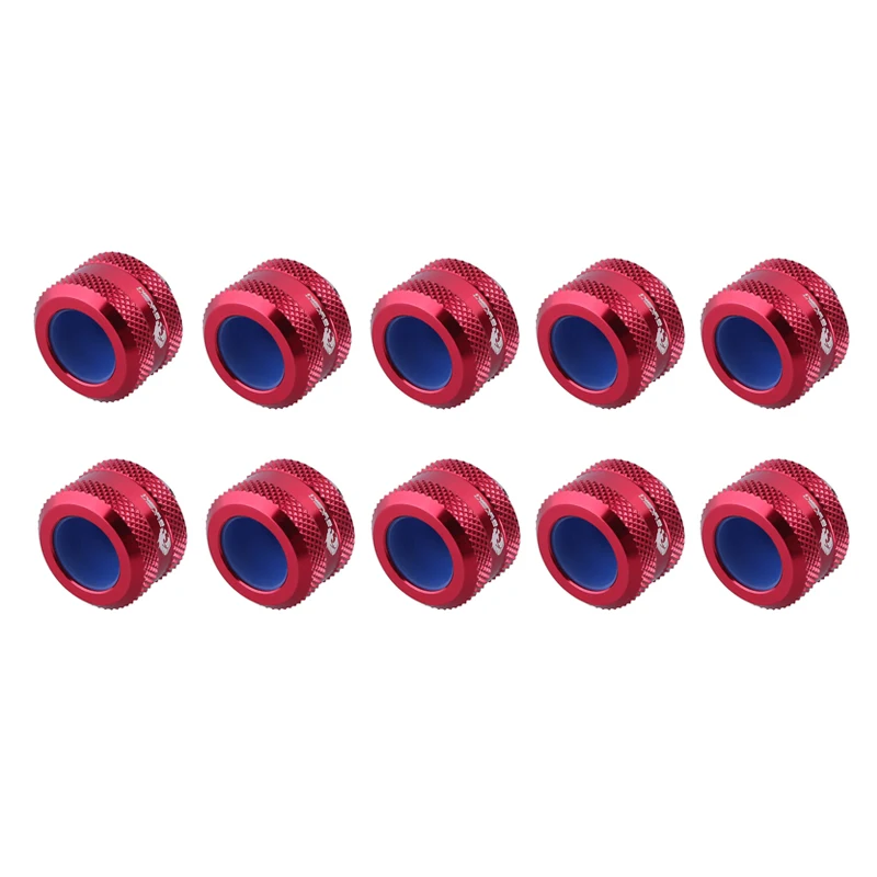 10pcs Bykski Anti Off Hard Tube 10X14MM Hand Compression Fittings,Black,Red,White,Gold,Silver, Blue G1/4 \