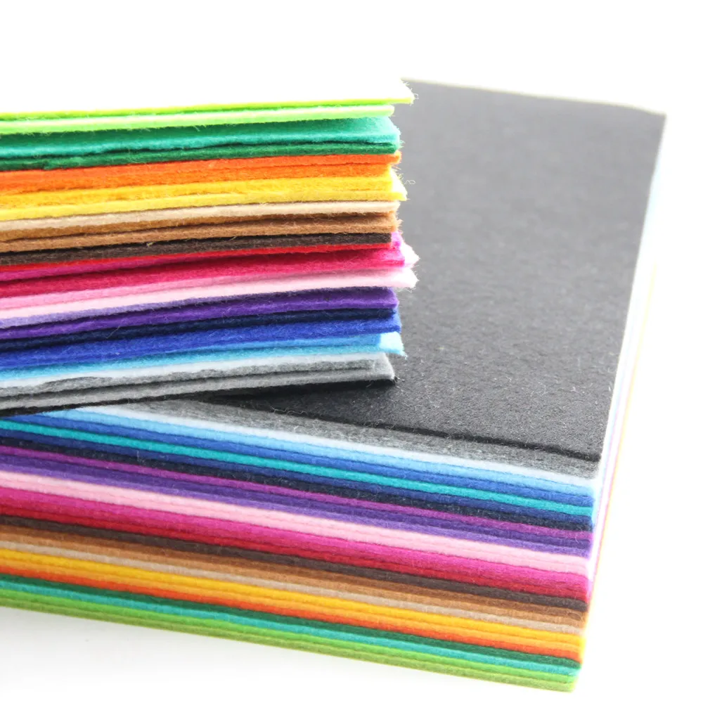 30*30cm 2mm Thick Fabric Handmade Felt Coloful Nonwoven Polyester Flowers Cloth For DIY Dolls Crafts Needlework Sewing Materials