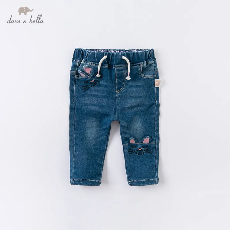 

DB14878 dave bella autumn baby girls fashion cartoon pockets pants children full length kids pants infant toddler trousers