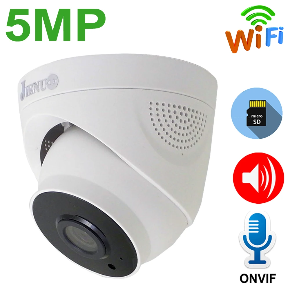 

JIENUO 5MP IP камера Wifi Двусторонняя аудио Cctv охранная Камера видеонаблюдения домашняя камера беспроводная инфракрасная Ночная Onvif Купольная HD домашняя камера