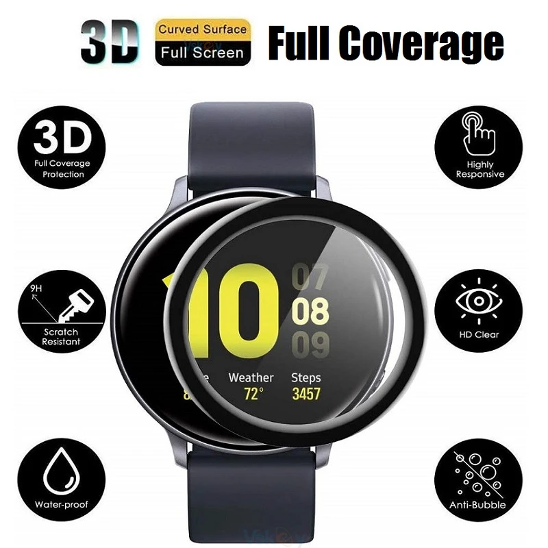 100PCS 3D Curved Soft Screen Protector for Samsung Galaxy Watch Active 2 40mm & 44mm Smart Watch Full Coverage Protective Film