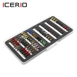 ICERIO 80PCS Midge Larvae Pupa Stonefly Nymphs Flies with Box for Trout Fishing Fly Lures Baits