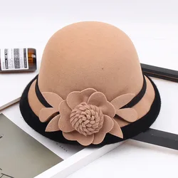 Sombrero de lana con fuegos artificiales para mujer, sombrero de cubo, sombrero de banquete, moda y elegante, cálido, frío, invierno, K82