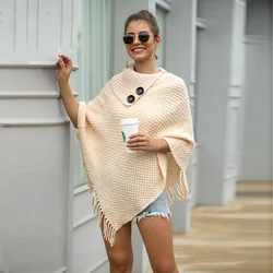 ZADORIN  New Tops Korean Style Women Sweater Winter Furry Soft Loose Casual Tassel Cape Overcoat Knitted Sweater Harajuku Female