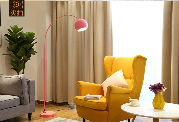 Nordic Colorful  Floor Lighting Metal  Standing Lamp Yelllow Blue Pink Black  Simple  Designed  Standing Lamps for Living Room