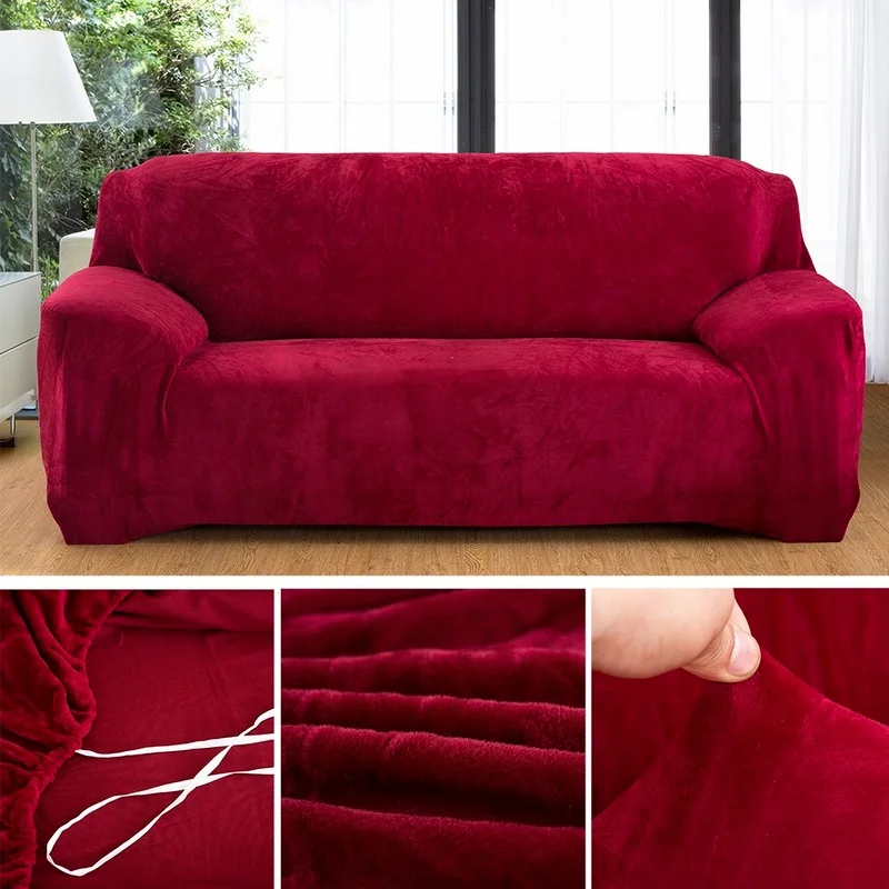 

High Quality Solid Color Simple Home 1/2/3/4 Seat Sofa Cover Plush Padded Sofa Cushion Home Decoration Sofa Cover