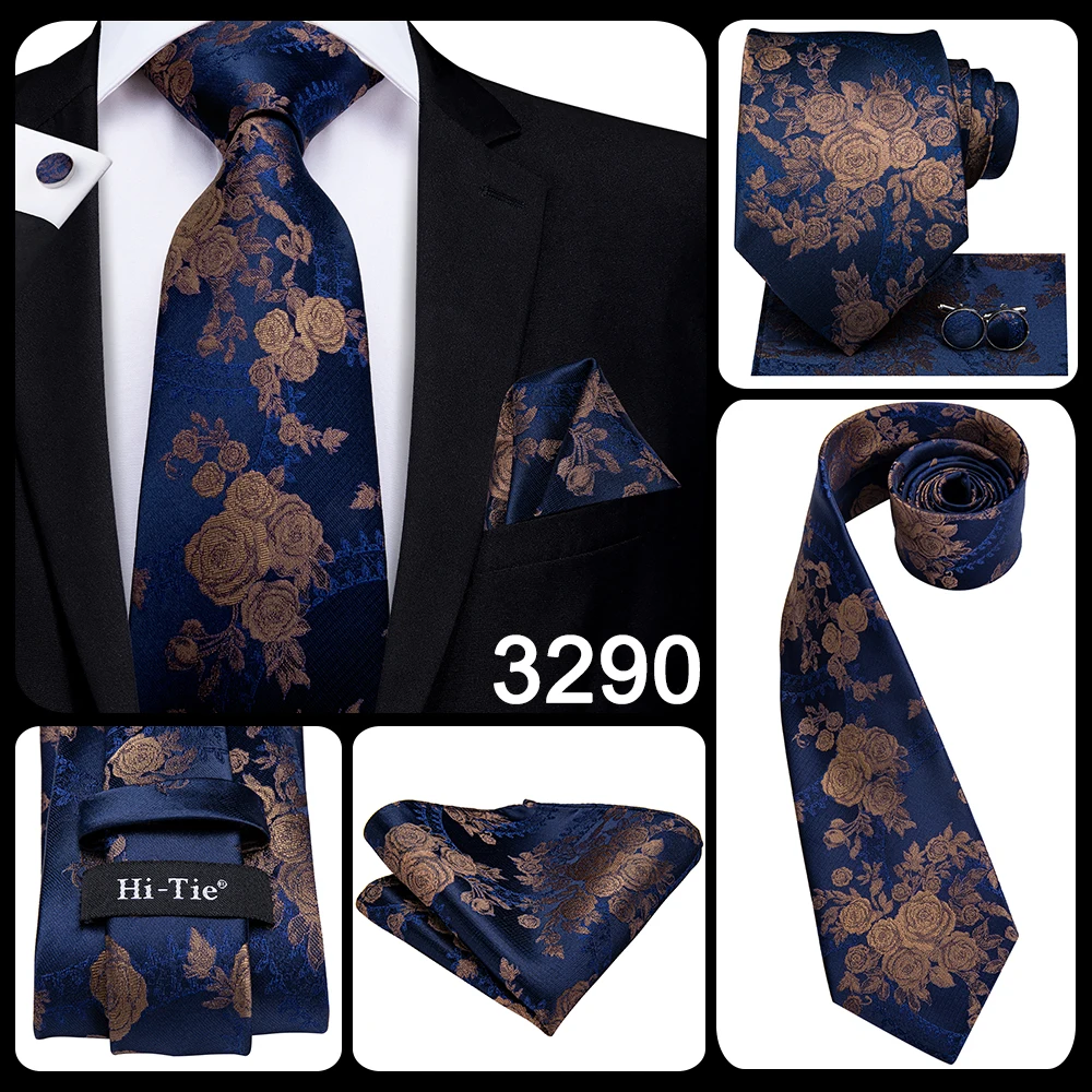 8.5 Centimetri di Seta di Modo Degli Uomini Blu Paisley Cravatta Cravatta Fazzoletto Gemelli Set di Cerimonia Nuziale Degli Uomini Del Partito di Business Tie Set