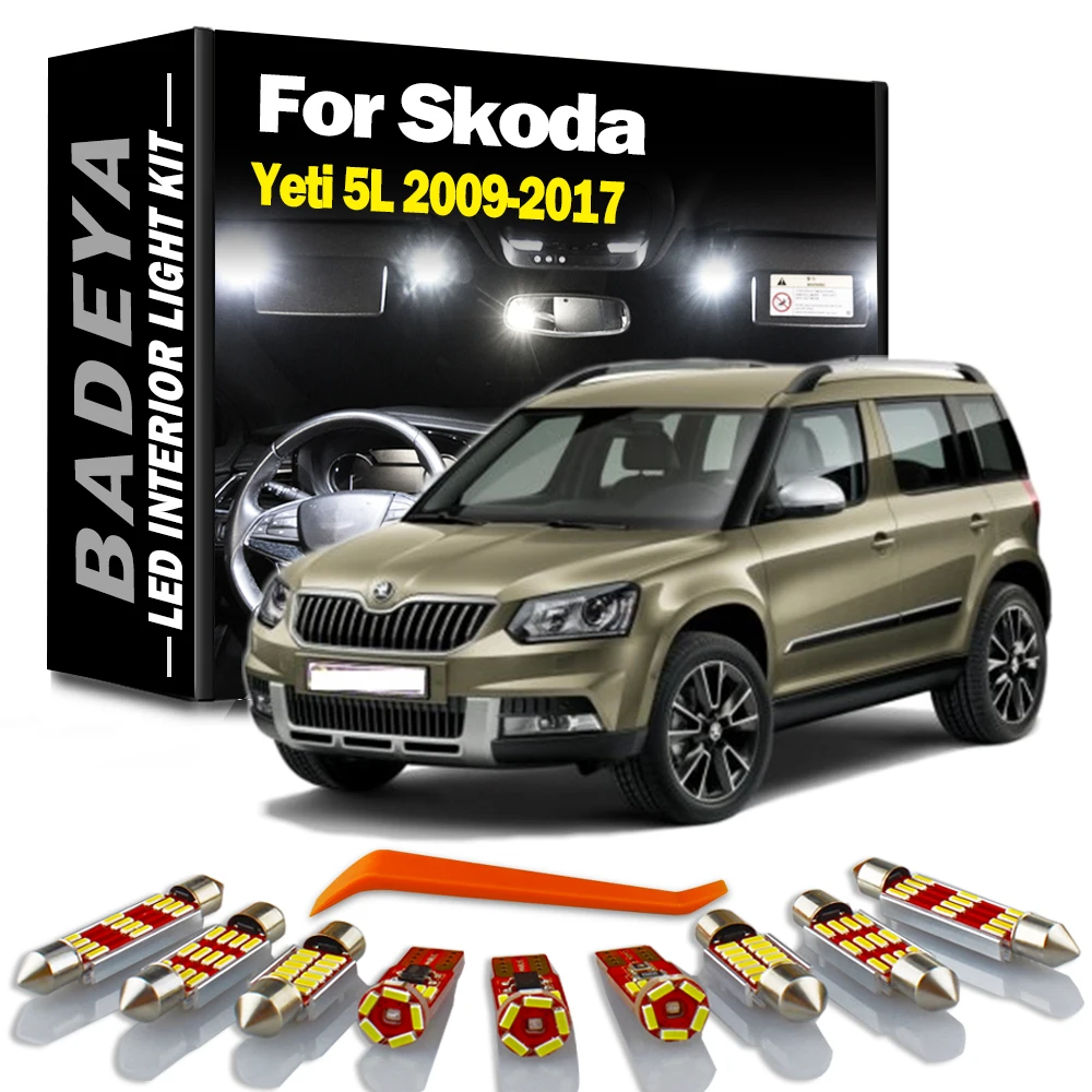 BADEYA 16Pcs Canbus Car LED Interior Light Kit For Skoda Yeti 5L 2009 2010 2011 2012 2013 2014 2015 2016 2017 Led Bulbs No Error