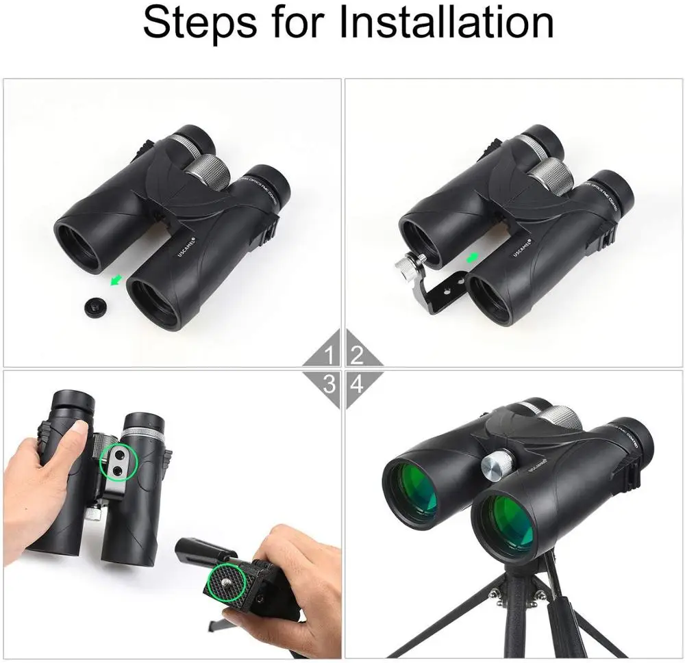 Adaptador de tripé de metal com suporte L, adaptador de montagem de tripé binocular com rosca dupla de 1/4 de polegada conectando câmera de telescópio binocular