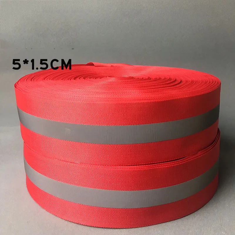 100 Meters Reflective Strips Red Cloth Reflective Fabric Sewing Tape ,5cm *1.5cm width DIY Reflection Warning ribbon Material