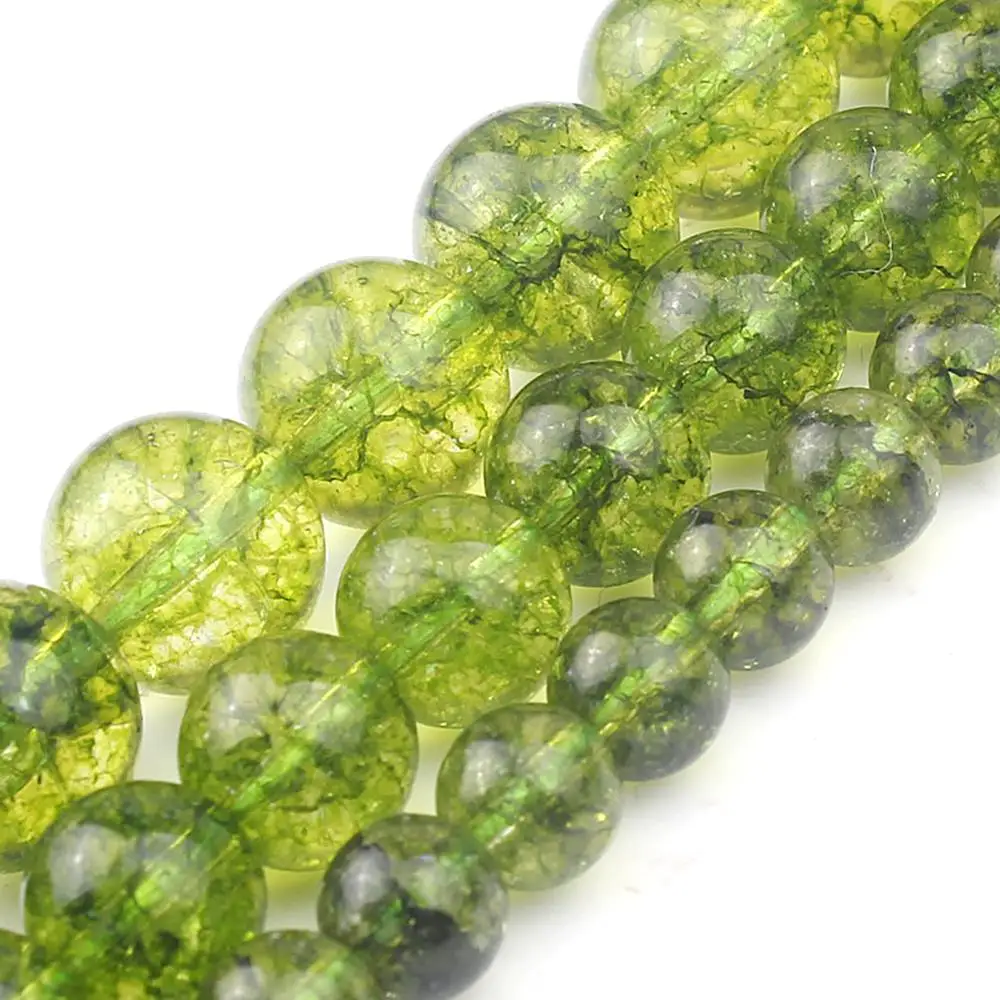 Green Peridot Stone Beads Round Loose Rondelle Beads For Jewelry Making Natural Crystal Bead DIY Charm Bracelet 6 8 10mm 15\