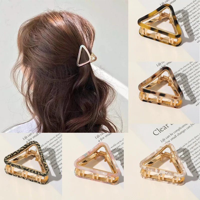 

Ruoshui Woman Triangle Hair Claws Girls Acetate Hairpin Alloy Hairgrip Women Hair Accessories Clamp Headwear Ponytail Barrettes