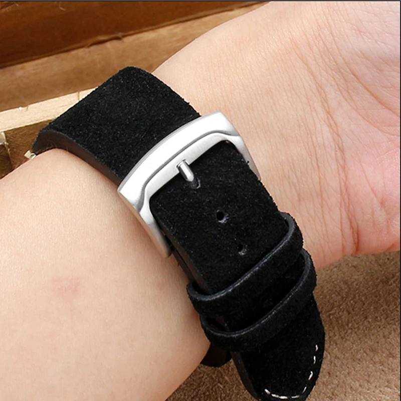 Handmade Watch Band Genuine Suede Leather Watch Strap 23mm Watchband  Waterproof Strap With Quick Release Bar For Brand Watch