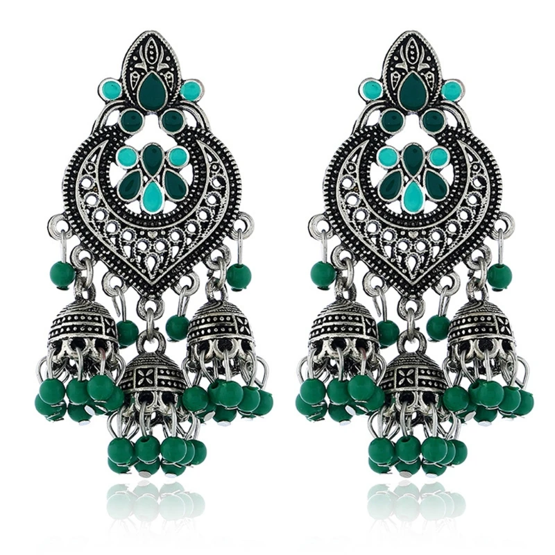 Retro Indian Bollywood Kundan Jhumka Jhumki Drop Earrings Gypsy Fashion Jewelry