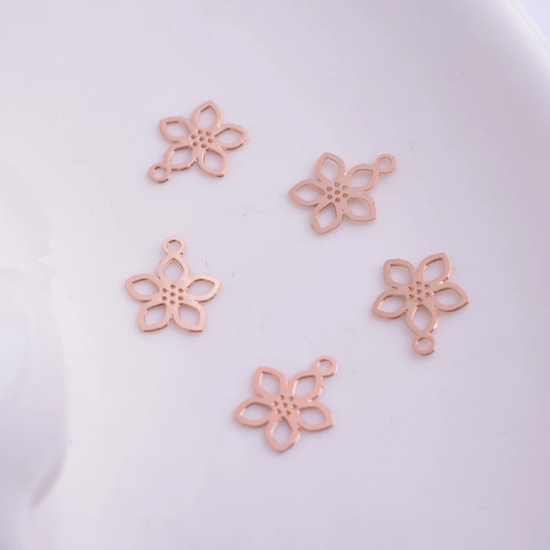 100 Stück AC4215 7*9mm Filigran Versilberte Mini-Blumenanhänger Messing Goldfarben Kleine Blumen Anhänger DIY Ohrring – Detail 8