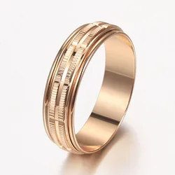 Simple Spinner Ring For Women Men 585 Gold Color  Rotate Rings Turnable Anti Stress Anxiety Couple Bands Ring Jewelry GR83