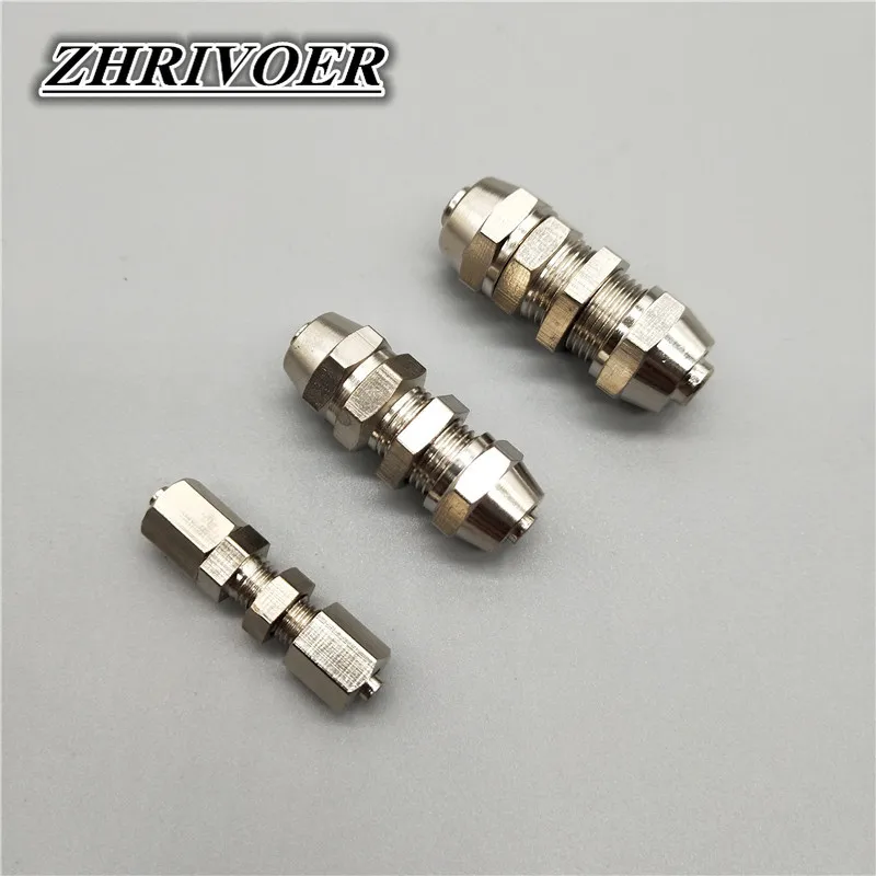 1Pcs PM4 PM6 PM8 PM10 PM12 Copper-plated Nickel Quick Screw Through Baffle Connector Pneumatic Through Plate Pipe Fittings