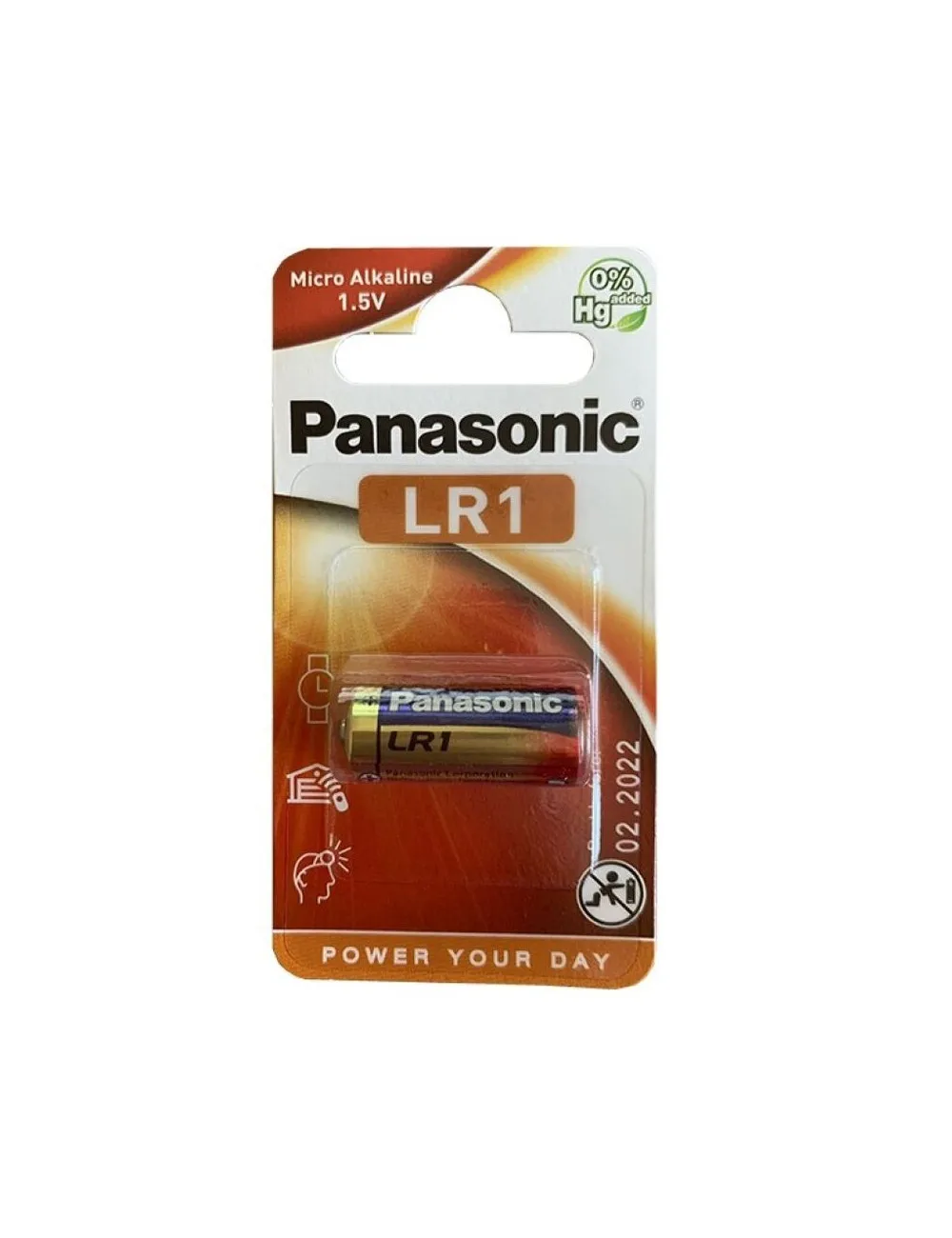 PANASONIC ALKALINE BATTERY LR1 1.5V BLISTER 1 PACK-- LR01 cell commonly garage openers decorative clocks GPS trackers proximity alarms unlocking systems flashlights some cameras Brand: