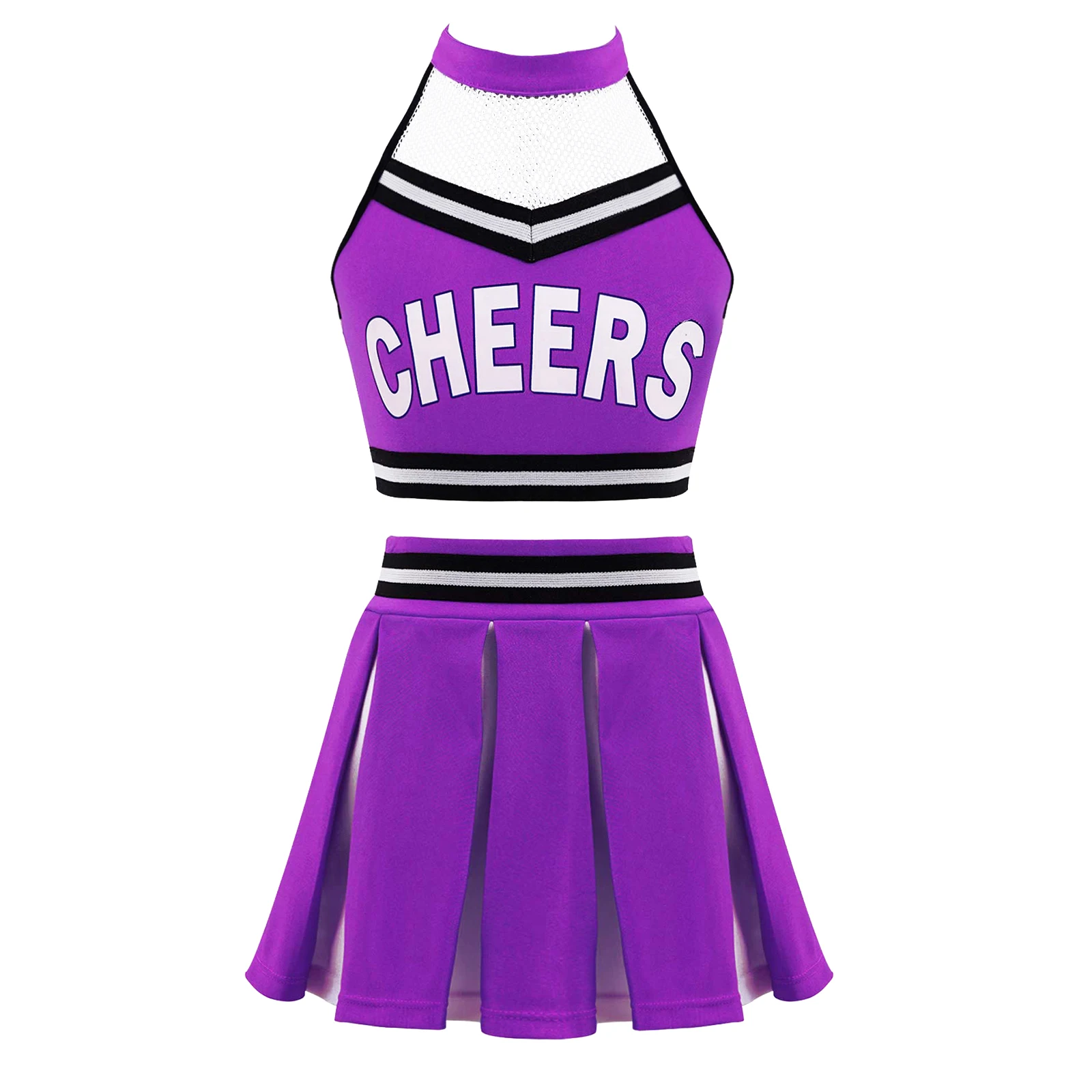 

Kids Girls Cheerleader Uniform School Girls Stage Performance Outfit Roleplay Party Cheer Leader Costumes Sports Encourage Sets