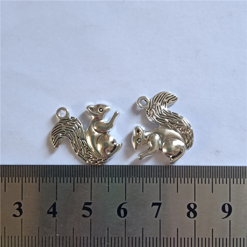 10pcs Antique Silver Color Squirrel Charm Pendant, Cartoon Animal Charm, Charms for DIY, Jewelry Findings 19x20mm