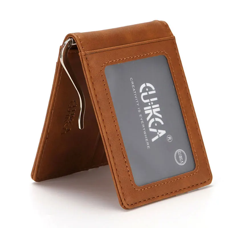 1 Stuks Rfid Mannen Lederen Slim Bifold Geld Clip Portemonnee Voorvak Credit Kaarthouder